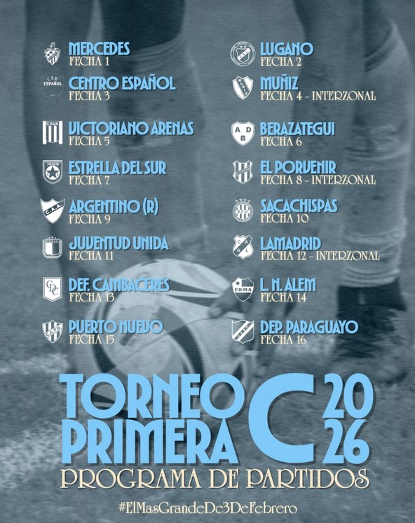 JJUrquiza, Fixture, Primera C, 2026, Zona A