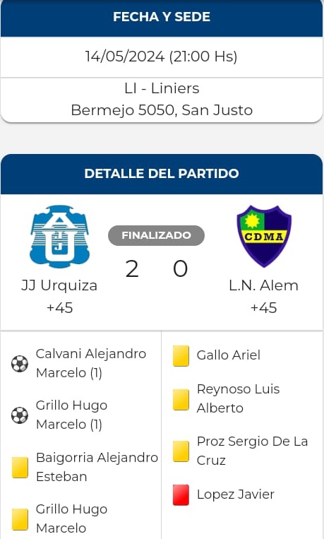 JJUrquiza, Senior, L.N.Alem, +45, 2024, Fecha Nro 1, Liga Senior, Ficha